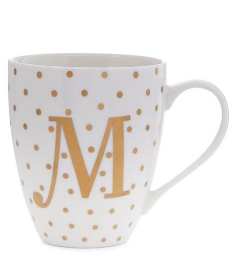 White M Initial Mug | New Look