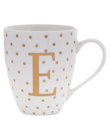White E Initial Mug | New Look
