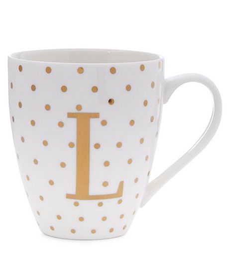 White L Initial Mug | New Look