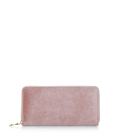 Pink Velvet Zip Around Purse | New Look