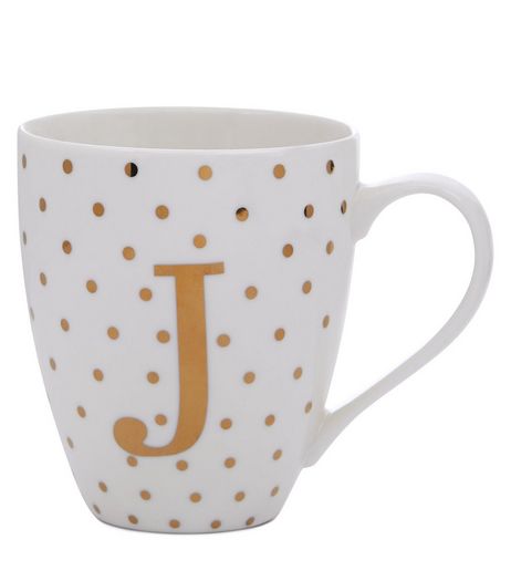 White J Initial Mug | New Look