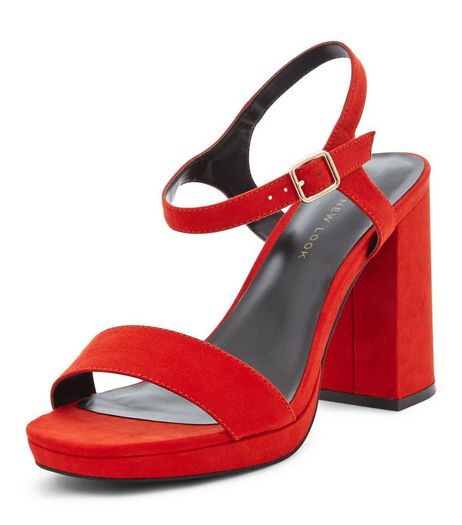 Wide Fit Orange Suedette Platform Sandals | New Look