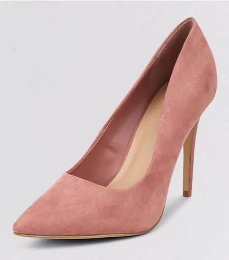 Pink Suedette Matte Heel Pointed Court Shoes | New Look