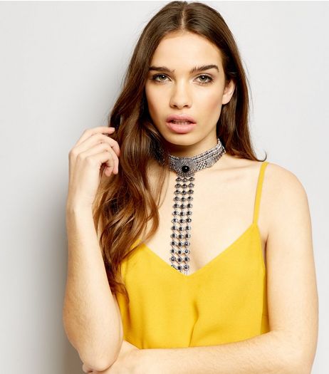Silver Statement Ladder Drop Choker | New Look