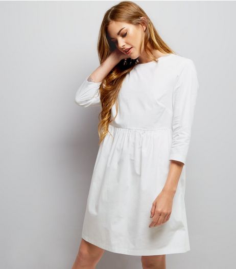 White Cotton Smock Dress | New Look