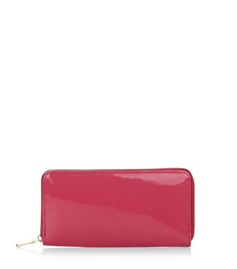 Pink Patent Zip Around Purse | New Look