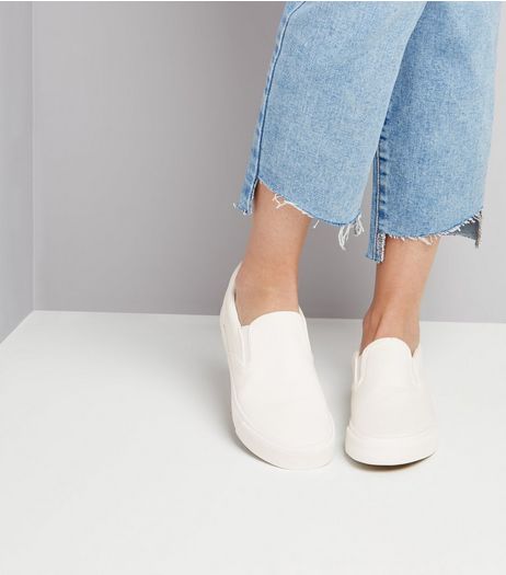 White Canvas Plimsolls | New Look