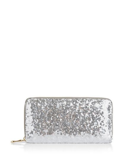 Silver Sequin Zip Around Purse | New Look