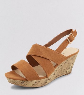 new look tan wedges