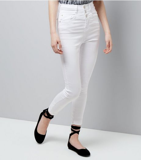 Teens White High Waist Skinny Jeans | New Look