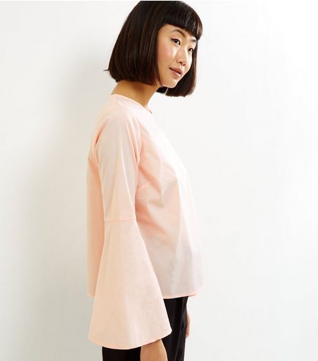 Shell Pink Flare Sleeve Top | New Look