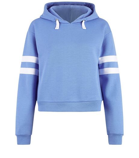 Teens Blue Stripe Sleeve Hoodie | New Look