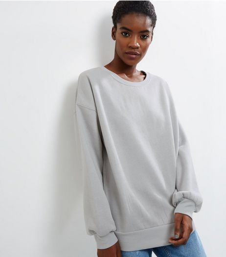 Pale Grey Balloon Sleeve Sweater | New Look