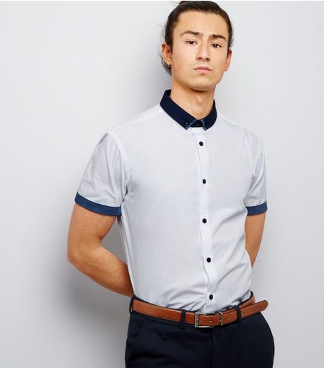 White Contrast Trim Short Sleeve Shirt | New Look