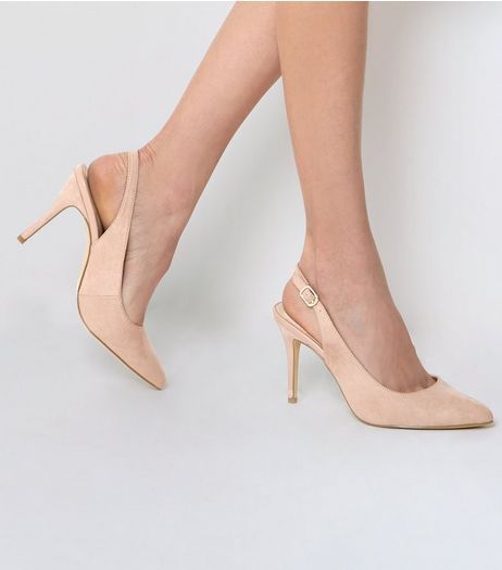 Light Pink Suedette Sling Back Pointed Heels | New Look