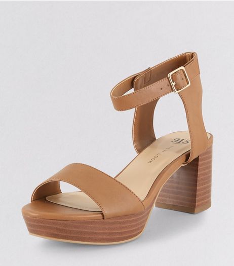Teens Tan Black Contrast Sole Heels | New Look