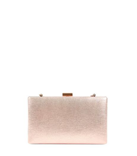 Rose Gold Metallic Box Clutch | New Look