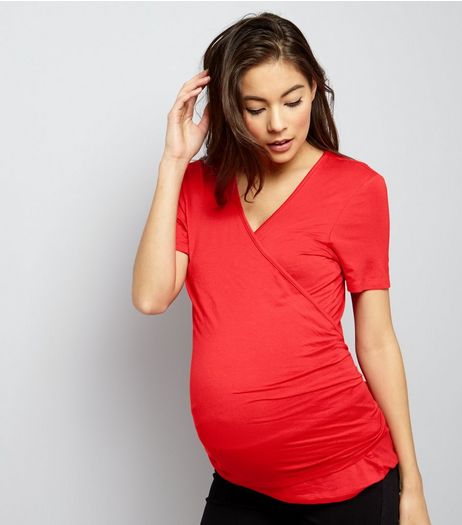Maternity Red Multi Way Wrap Front Top | New Look