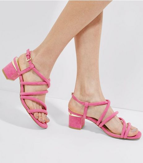 Bright Pink Suedette Tube Strap Sandals | New Look
