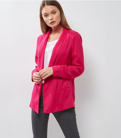 Bright Pink Longline Blazer | New Look