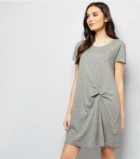 JDY Grey Knot Front Short Sleeve Dress | New Look
