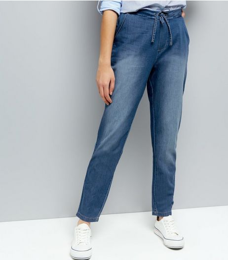 JDY Blue Tie Waist Trousers | New Look