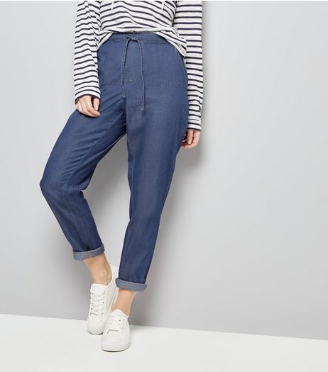 JDY Blue Tie Waist Trousers | New Look