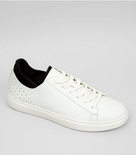 White Contrast Trim Sneakers | New Look