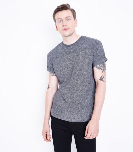 Grey Rolled Sleeve T-Shirt | New Look