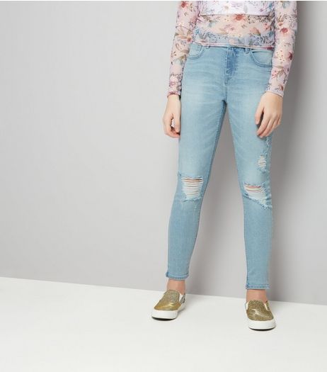 Teens Light Blue Ripped Jeans | New Look