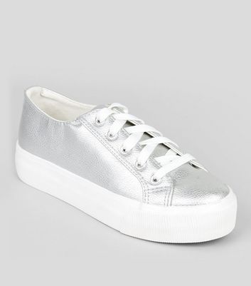 silver trainers new look