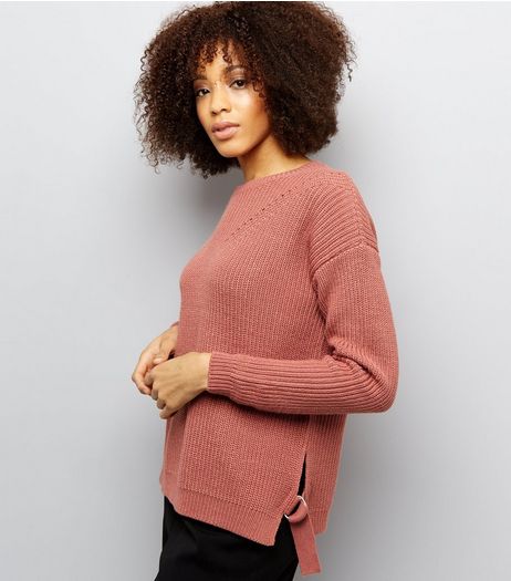Tall Shell Pink Ribbed D Ring Hem Jumper | New Look