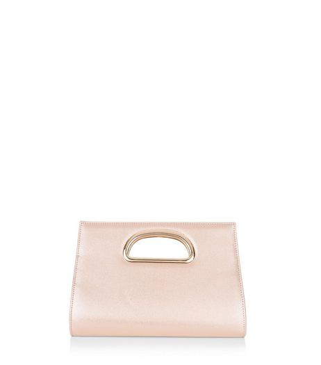 Pink Metallic Metal Handle Clutch | New Look