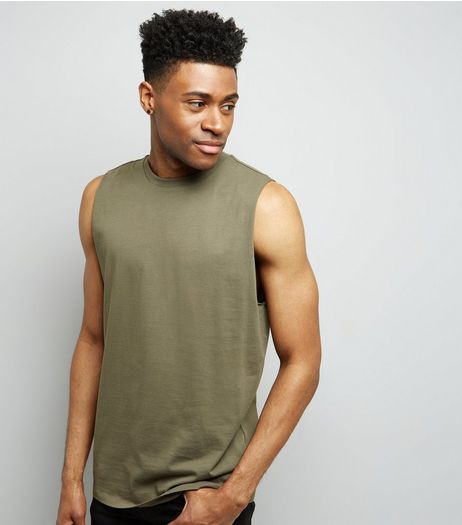 Khaki Dropped Armhole Vest | New Look