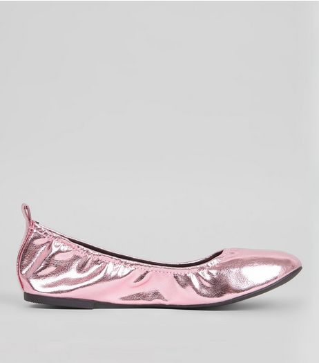 Pink Metallic Ballet Pumps | New Look