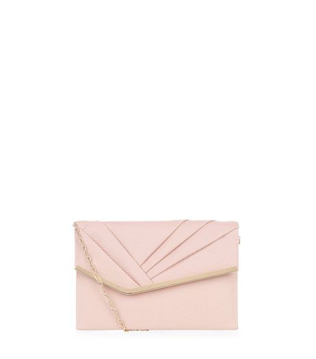 Nude Pleated Front Clutch | New Look