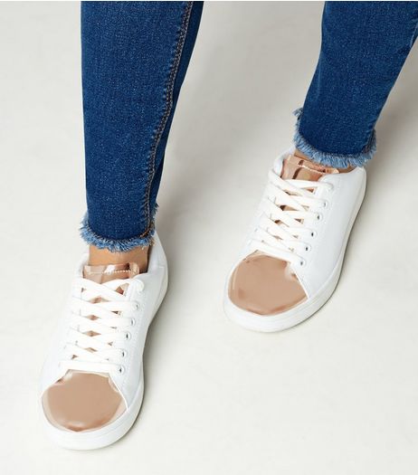 Teens Rose Gold Metallic Panel Trainers | New Look