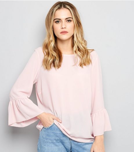 Shell Pink Bell Sleeve Top | New Look