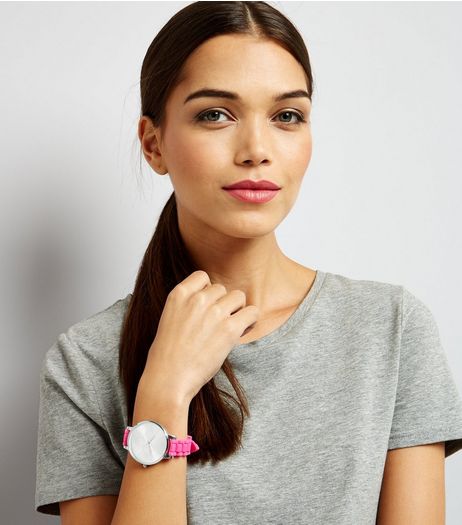 Bright Pink Silicone Watch | New Look
