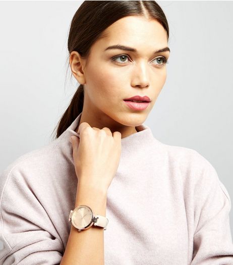 Rose Gold Diamante Dial Watch | New Look