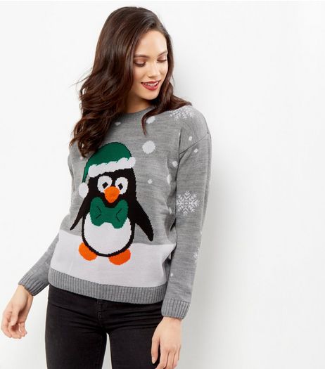 Mela Pale Grey Christmas Jumper | New Look