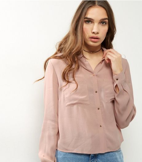 Shell Pink Cropped Shirt | New Look