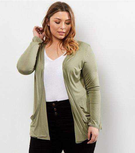 Curves Khaki Boyfriend Cardigan | New Look