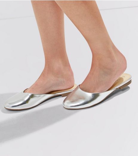 Silver Metallic Mules | New Look
