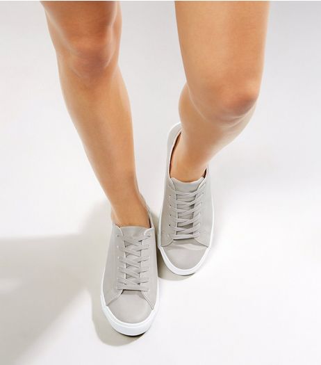 Grey Lace Up Contrast Sole Trainers | New Look