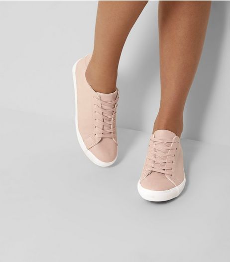 Pink Lace Up Contrast Sole Trainers | New Look