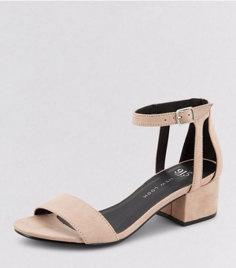 Teens Pink Suedette Ankle Strap Block Heels | New Look