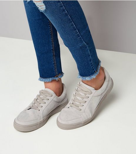 Teens Grey Suedette Lace Up Trainers | New Look