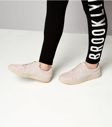 Teens Pink Suedette Lace Up Trainers | New Look