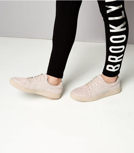 Teens Pink Suedette Lace Up Trainers | New Look